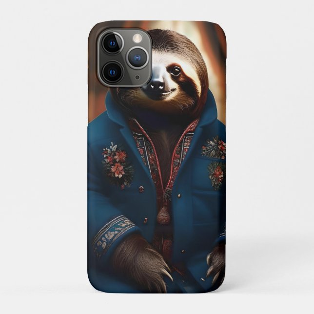 "Sip 'n' Slow: The Cozy Sloth in a Drinking Jacket Case-Mate iPhone Case (Back)