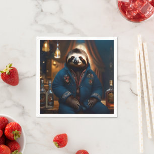 "Sip 'n' Slow: The Cozy Sloth in a Drinking Jacket Napkins