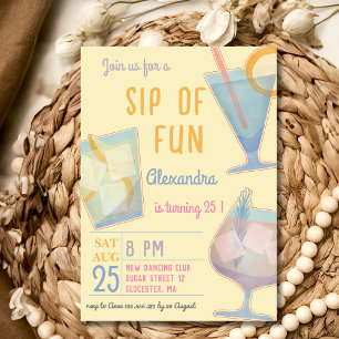 Sip of fun cocktail adult birthday invitation