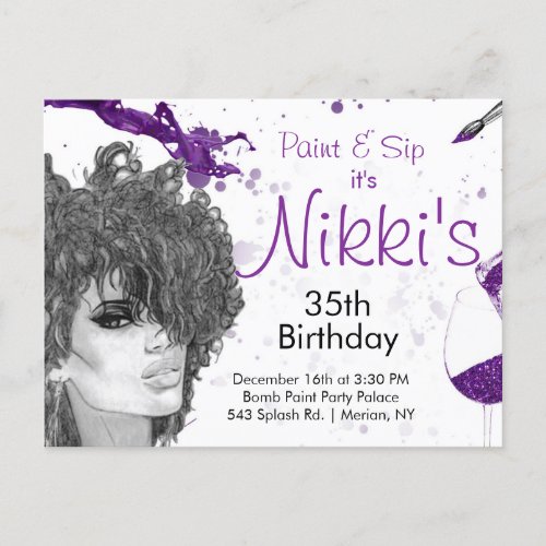 Sip  Paint Birthday Invite