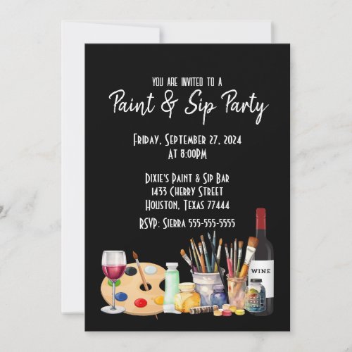 Sip  Paint Invitation