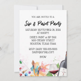 Sip & Paint Light Background Invitation