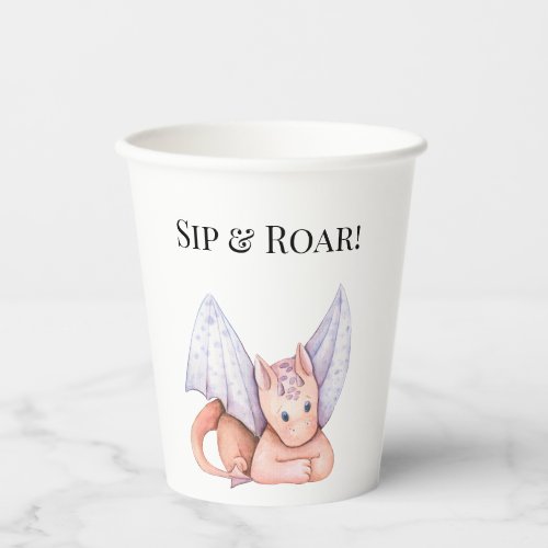 Sip  Roar Its a Dragon Baby Toast Paper Cups