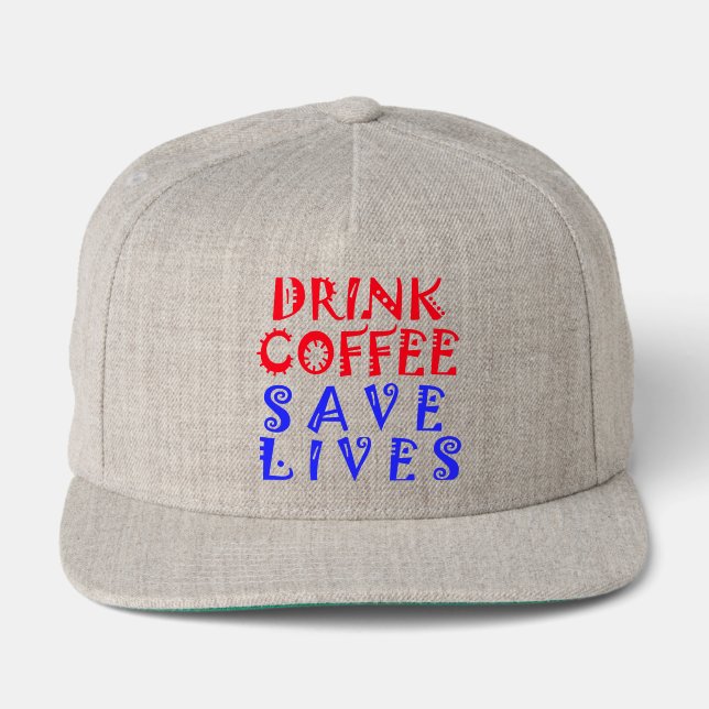 Sip, Save, Smile: Coffee, Kindness, and Selfies Snap Back Hat (Front)
