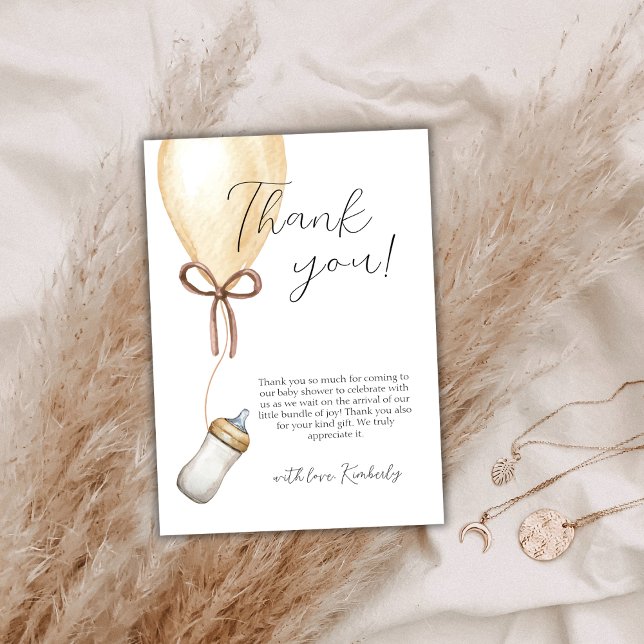 Sip & See Boho Balloon Bottle Baby Shower Thank You Card (Sip & See Boho Balloon Bottle Baby Shower Thank You Card)