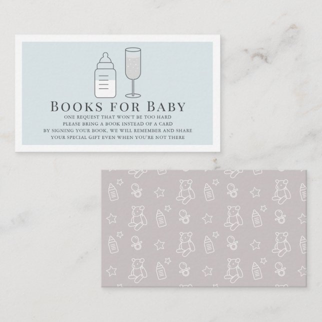Sip & See Bottle Champagne Bl Books for Baby Enclosure Card (Front/Back)