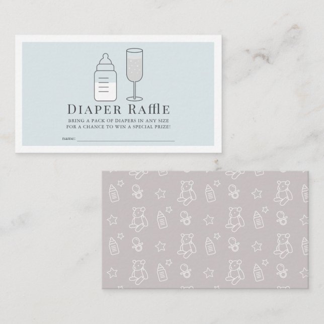 Sip & See Bottle Champagne Bl Diaper Raffle Ticket Enclosure Card (Front/Back)