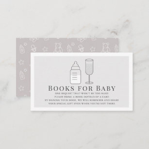 Sip & See Bottle Champagne Gray Books for Baby Enclosure Card