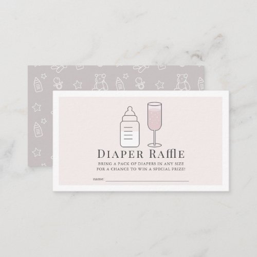 Sip  See Bottle Champagne Pk Diaper Raffle Ticket Enclosure Card