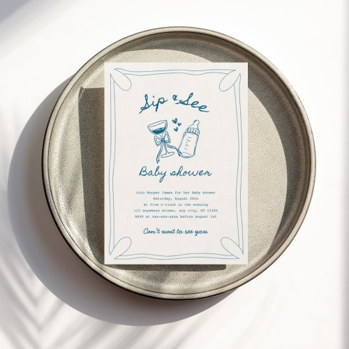 Sip  see boy baby shower invitation