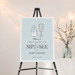 Sip & See Champagne Bottle Bl Baby Shower Welcome Foam Board