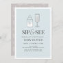 Sip & See Champagne Bottle Blue Baby Shower Invitation