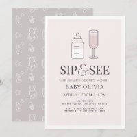 Sip & See Champagne Bottle Pink Baby Shower