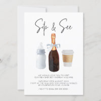 Sip & See Elegant Watercolor Blue Coffee Champagne