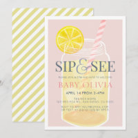 Sip & See Lemonade Mason Jar Pink Baby Shower