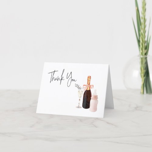 Sip  See New Baby Girl Folded Thank You Card