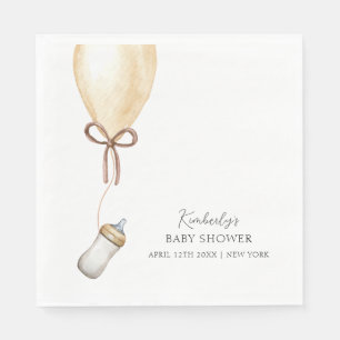Sip & See Simple Boho Balloon Bottle Baby Shower Napkins