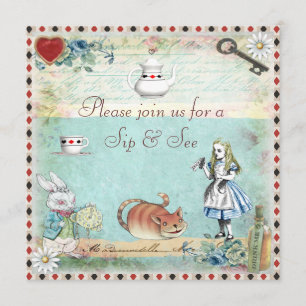 Sip & See Vintage Alice in Wonderland Baby Shower Invitation