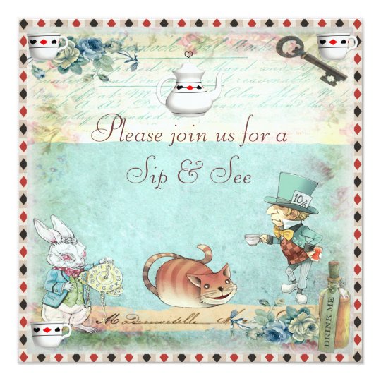 Sip & See Vintage Alice in Wonderland Baby Shower Invitation | Zazzle.com