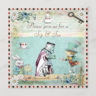 Sip & See Vintage Alice in Wonderland Baby Shower Invitation