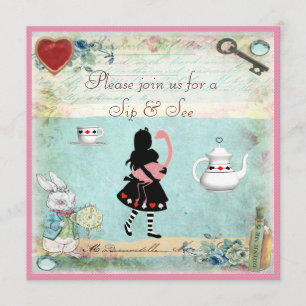 Sip & See Vintage Alice in Wonderland Baby Shower Invitation