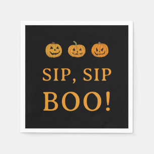 Sip Sip Boo Halloween Party Pumpkins & Booze Napkins
