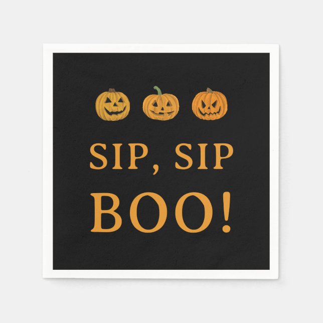 Sip Sip Boo Halloween Party | Pumpkins & Booze Napkins (Front)