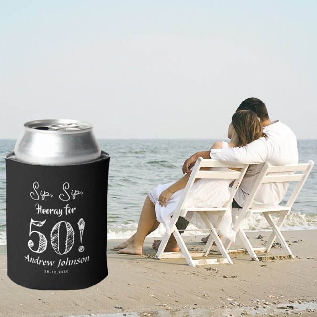 Sip Sip Hooray 50 Happy Birthday Funny Celebration Can Cooler (Creator Uploaded)