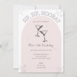Sip, Sip Hooray Adult Birthday Party Invitation
