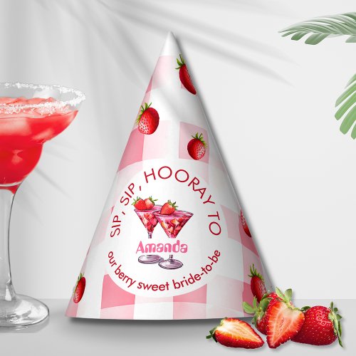Sip Sip Hooray Bachelorette Strawberry Cocktail Party Hat