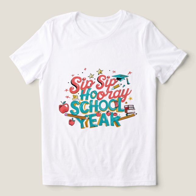 sip sip hooray back to school  Tri-Blend shirt (Design Front)