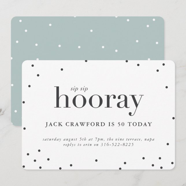 Sip sip hooray birthday party invitation (Front/Back)