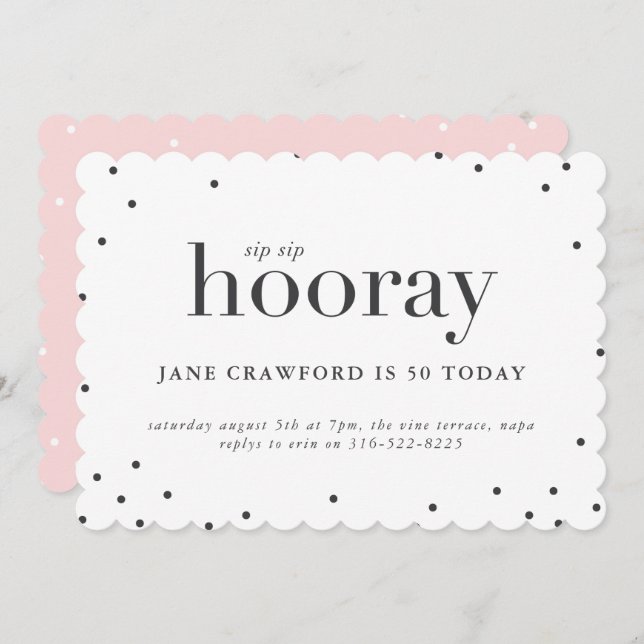 Sip sip hooray birthday party invitation (Front/Back)