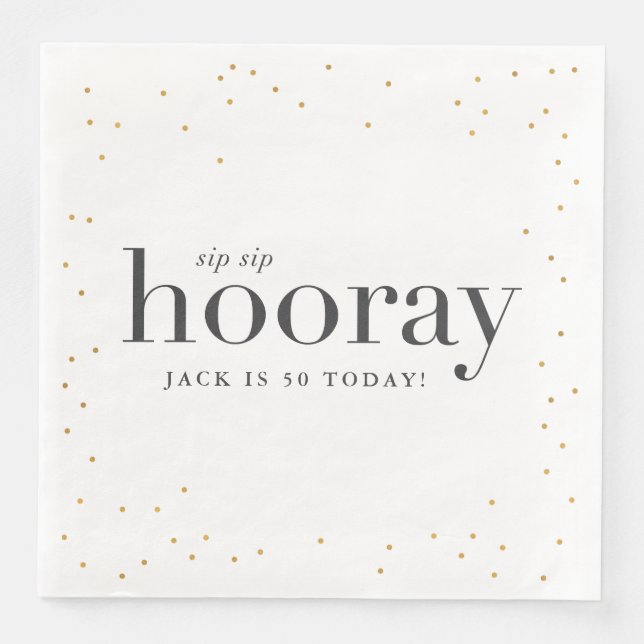 sip sip hooray birthday party napkin (Front)