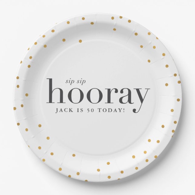 sip sip hooray birthday party paper plate (Front)