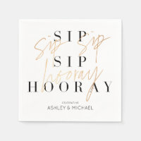 Sip Sip Hooray Black White Gold Couple's Shower