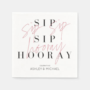 Sip Sip Hooray Black White Photo Couple's Shower Napkins
