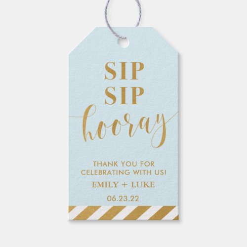 Sip Sip Hooray Blue and Gold Wine Wedding Favor Gift Tags