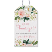 Sip Sip Hooray Boho Floral Pink Gold Baby Shower Gift Tags
