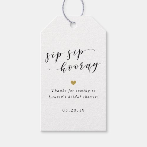 Sip Sip Hooray Bridal Shower Favor Thank You Gift Tags