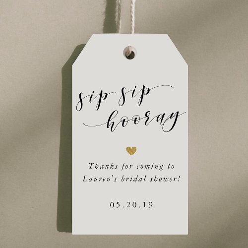 Sip Sip Hooray Bridal Shower Favor Thank You Gift Tags