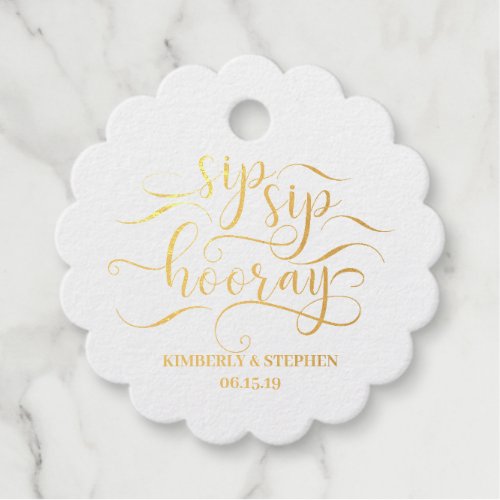 Sip Sip Hooray Bridal Shower Foil Favor Tags