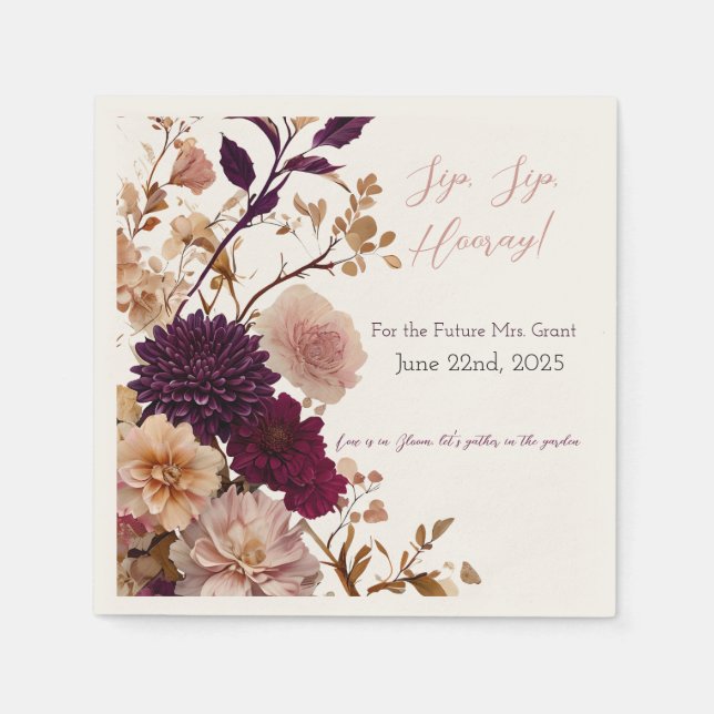 Sip Sip Hooray Bridal Shower | Garden Floral Napkins (Front)