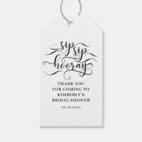 Sip Sip Hooray Bridal Shower Gift Tags