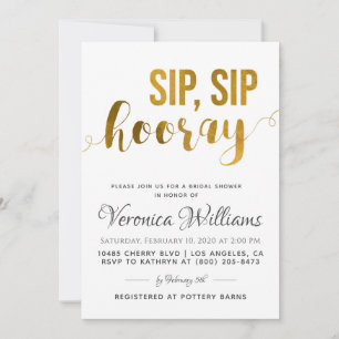 Sip Sip Hooray Bridal Shower Invitation