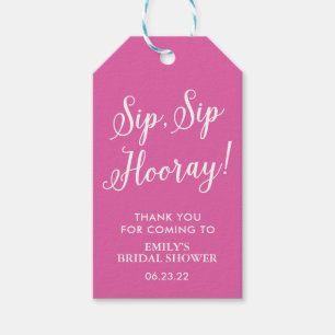 Sip Sip Hooray Bridal Shower Wine Favor Gift Tags