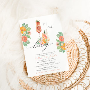 Sip Sip Hooray Bright Cocktail Couple's Shower Invitation