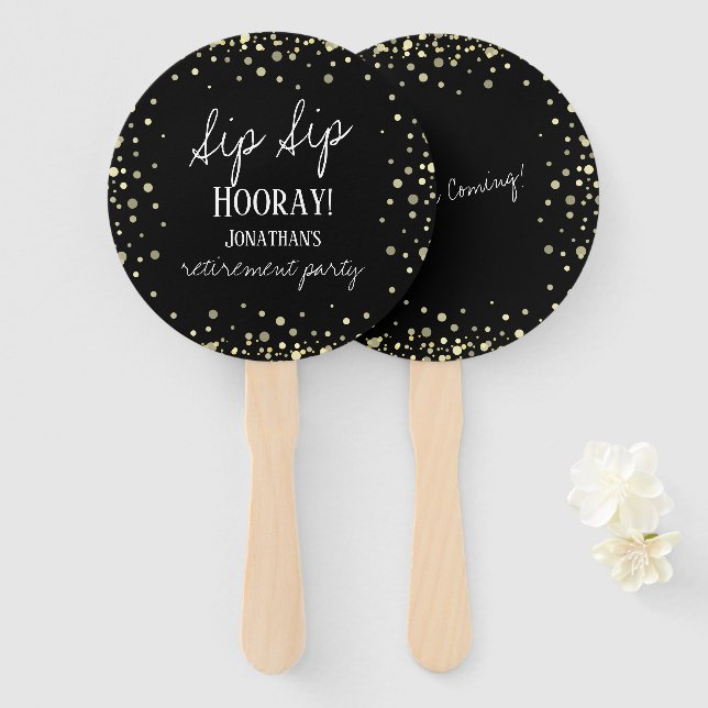 Sip Sip Hooray Congratulations Retirement Hand Fan (Front and Back)