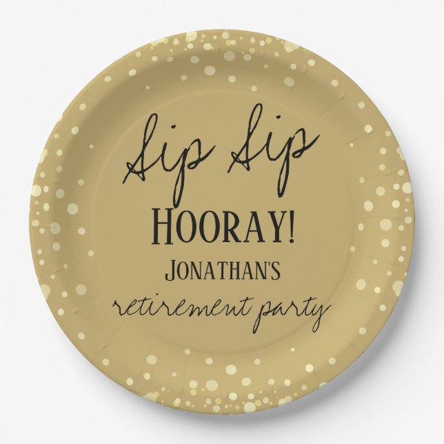 Sip Sip Hooray Congratulations Retirement Paper Pl Paper Plates (Front)
