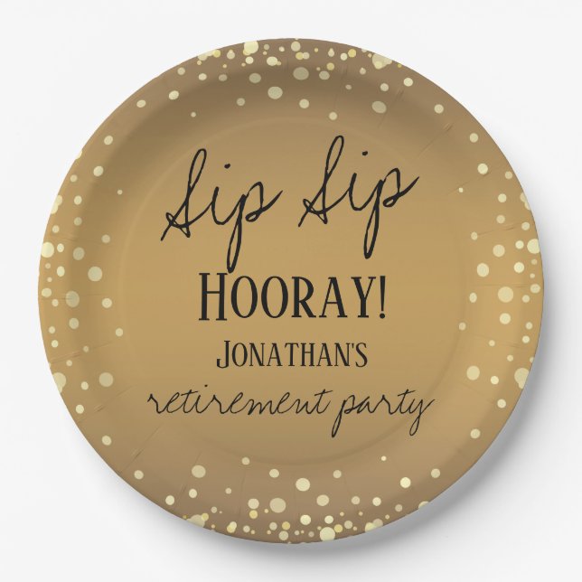 Sip Sip Hooray Congratulations Retirement Paper Plates (Front)